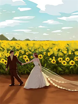 对镜描眉画红妆